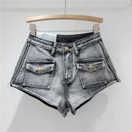 jeans womens shorts Summer new hot girl hot pants with side zipper design washed distressed three point denim shorts sexy