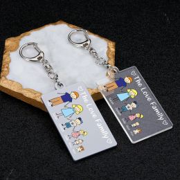 Family Love Cute Keychain Engraved The Love Family to Parents Children Present Acrylic Keyring Colour Familia Member Gift Keyring