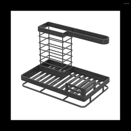 Kitchen Storage Sink Organiser Stainless Steel & Organisation Sponge Holder With Drip Tray Aid