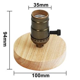 E27 Socket Retro Wood Base Table Lamp LED Bulb 220v EU Plug Aluminium Incandescent Lampholder for Room Decor Wooden Light Fitting