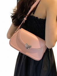 metal Loving Heart Buckle Shoulder Bag For Women Fi Handbags Sier Color French Small Purse Designer Underarm Phe Bag 94R4#