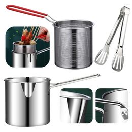 Cookware Sets 1200ML Chicken Fried Pot With Strainer Basket Mesh Frying Pasta Pan 304 Stainless Steel For French Fries Fry