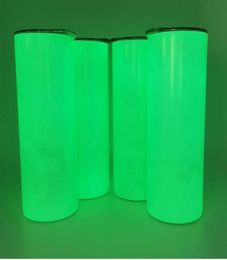 20 OZ DIY Sublimation Tumblers Mug Glow in The Dark Mugs 20oz STRAIGHT Skinny Tumbler with Luminous paint luminous1 Cups magic tra5380083