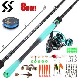 Combo Sougayilang Spinning Fishing Set 1.8m 2.1M Carbon Fibre Fishing Rod and 5.0:1 12+1BB Spinning Fishing Reels with Line Lure Kit