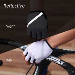 Cycling Gloves Highly Reflective Anti-slip MTB Road Bike Gloves Men Women Half Finger Breathable Shockproof Bicycle Sports Glove