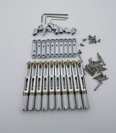 New Arrival Chrome Single Headless Guitar Bridge Headless Fanned Fret Single Fixed Brass Fan Bridges for 6 String Electric Guitar7442836