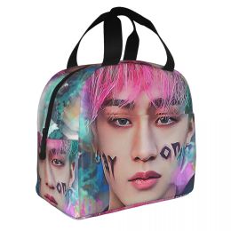 Stray Kids Bang Chan Colorful Art Insulated Lunch Bags Picnic Songwriter And Music Producer Resuable Thermal Cooler Lunch Box