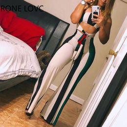 Women Skinny Striped Colorblock Lace up Cutout Bandeau Jumpsuit Summer Sexy Romper Jumpsuit 240320