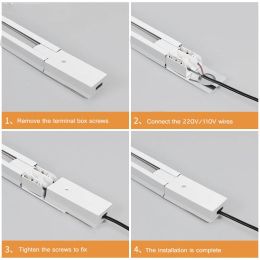 Black/White 0.5M 1M Aluminium Led Track Light Rails Straight/L Shape Connectors