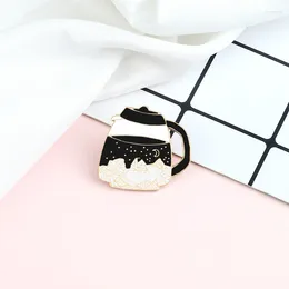 Brooches Starry Coffee Jar Enamel Pins Creative Snow Mountain Moon Brooch Custom Backpack Lapel Pin Badge Fashion Jewellery Gift For Friend