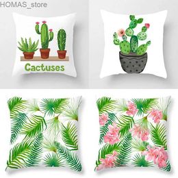 Pillow 45x45cm Tropical Rainforest Green Leaves Plant case Living Room Sofa Office Car Seat Cushion Cover Home Decoration Y240401