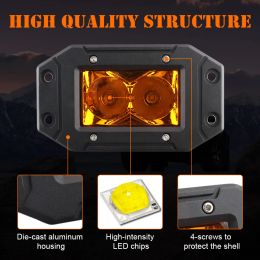 LED Flush Pods Work Light Off-road Flush Mount Led Fog Lights For Car Motorcycle ATV UTV SUV Tractor 4x4 Truck Yellow Spot Beam