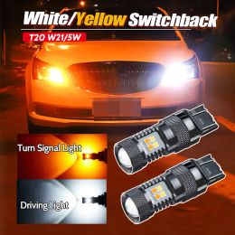 T20 7443 7444/3157 3457 4157/1157 Switchback LED Bulbs White/Amber Dual Colour 300% Brighter for Car DRL/Turn Signal Light