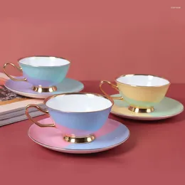 Cups Saucers 200ml Modern Simple Candy Coffee Cup Dish Creative Bone Porcelain Gold Edge Ceramic European Afternoon Tea Water