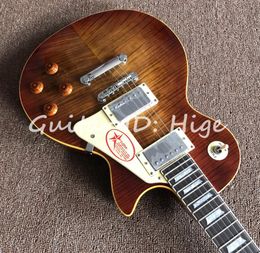 selling Musical instruments OEM 1959 R9 Tiger Flame Electric guitar luxury finished way with Chrome hardware high quality1178440