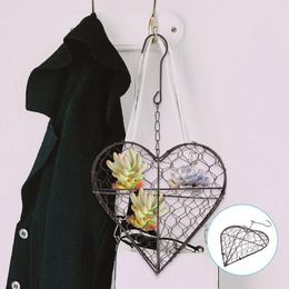 Decorative Flowers Heart Shape Iron Wire Wreath Metal Frame Succulent Pot Hanging Basket Indoor Plant Pots For Plants