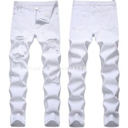 Men's Jeans White Jeans Men's Pants Fashion Trendy Ripped Small Straight Leg Jeans Men Baggy Boyfriend Jeans Baggy Denim Jeans Baggy Designer Jeans