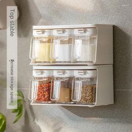 Storage Bottles Seasoning Box Combination Wall-mounted Kitchen Set Tank Household Supplies Spice Bottle Condiment Container