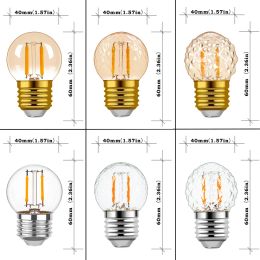 10Pcs G40 Decorative Light Bulbs E27 1W 220V Warm White Amber Glass 10W Equivalent Vintage Dimmable LED Filament Bulb Home