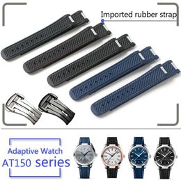 20mm Watch Strap Bands Man Blue Black Waterproof Silicone Rubber Watchbands Bracelet Clasp Buckle For Omega At8900 Sea Master 150 286V