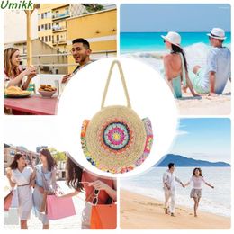 Shoulder Bags Women Vacation Bag Round Straw Woven Tote Weave Large Capacity Ethnic Style For Travel