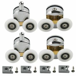 4pcs 23mm Shower Door Rollers Zinc Alloy Double-Wheel Sliding Shower Door Roller Bearing Wheel Runners Replacement