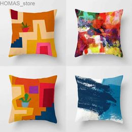 Pillow 45x45cm Art Colour Block Abstract Geometric case Modern Street style Hippie Home Decor Sofa Chair cushion cover Y240401