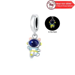 Loose Gemstones Real 925 Sterling Silver Beads Cute Astronaut Charms Pendant Fit Original Bracelet Diy Jewelry Making Gifts