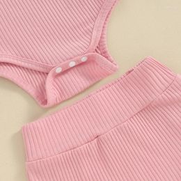 Clothing Sets Toddler Baby Girl Summer Outfits Ribbed Ruffler Romper Soild Colour Shorts Headband Cute Born Infant Clothes