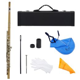 SLADE Gold-plated Silver Keys 16 Holes Flute Woodwind Instrument Closed Hole E Key Concert Flute With Box Music Accessories