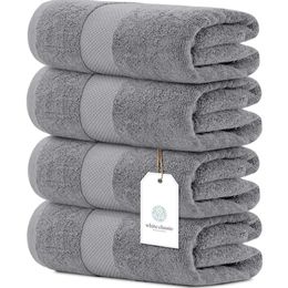 White Classic 4-piece Set Large -700 GSM Cotton Super Soft Towels 27x54 Strong Water Absorption, Quick Drying | Luxury Bathroom Hotel Plush Bath Towels, Light