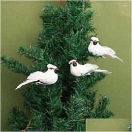 Garden Decorations 1Pc Simation White Peace Bird Feather Foam Landsca Home Decoration Ornaments Fake Micro Landscape Model Drop Delive Otc0A