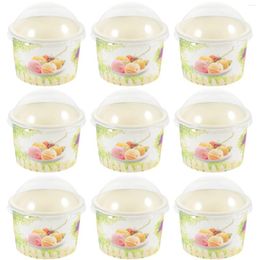 Disposable Cups Straws 50 Sets Dessert Cup Ice Cream Paper Bowls Containers For Fruit Pp Pudding Packaging