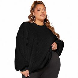 plus Size Autumn Winter Casual Sweatshirts Women Lg Sleeve Loose Solid Black Sweatshirts Large Size Clothing 5XL 6XL 7XL 8XL R2PE#