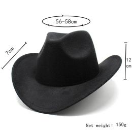 Felt Large Brim Fedora Cowboy Hat Men's Wide Brim Bucket Hats Man For Men Women Fedora Swanowing