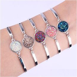 Cuff Selling 12Mm Handmade Druzy Bracelet Trendy Womens 925 Sier Tone Wholesaling Drop Delivery Jewellery Bracelets Dhe31