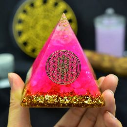 Components Oversize Energy Converter Pink Crystal Orgonite Pyramid Symbolising Love Brings Good Luck Resin Decoration Craft Orgone 58cm