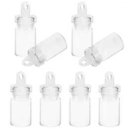 Vases 10 Pcs Pendant Wishing Bottle Tiny Glass Jars Bottles With Stoppers Plastic Plug Small DIY Mini