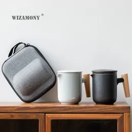 Teaware Sets WIZAMONY Travel Tea Set Ceramic Express Cup Portable Household Teapot Small Supports Customization