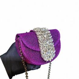 luxury Shining Diamd Small Clutch Banquet Evening Bag Retro Trendy Blue Purple Handbag Chain Shoulder Crossbody Bags For Women g6he#