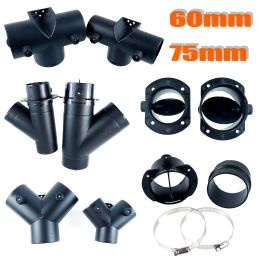 60mm 75mm Valve Flap Adjustable Air Diesel Heater Vent Ducting Branch Splitter Exhaust Pipe Outlet Joiner Connector For Car