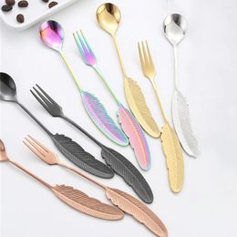 Forks Exquisite Craftsmanship Cake Dessert Tea Spoon Resistant To Scratches 304 Stainless Steel Feather Hanami Kitchen Ware