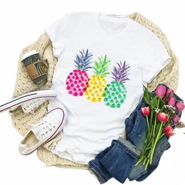 plus Size Women Graphic Watercolor Pine Print 90s Fruit Summer T-Shirt Shirt Tops Lady Vacati Womens Clothing Tee T Shirt H5tH#