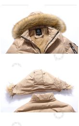 Herren Winter warme dicke Jacke Kapuze Fleece Parkas Männliche lässige Windschutzpelzkragen Mäntel Männliche Baumwollparka-Mantelmantel