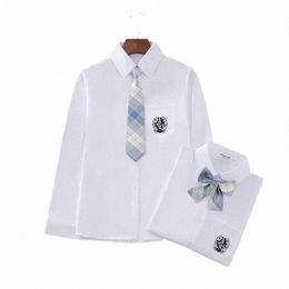 женская школьная форма Jk, весна-осень, повседневная белая рубашка с v-образным вырезом и рукавами Busin, белая рубашка, топы, блузки для студенческой одежды XS-3XL c7Ao #