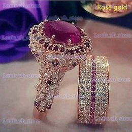 Band Rings Fashion Luxury Princess Ring Set Cubic Zircon Bridal Marriage Elegant Rings for Women Couple Wedding Jewelry Accessories T240330