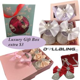 Dollbling X-max Gift Baby Shoes Headband Set Luxury Diamond Valentine's Day Red Bottom Little Girl Crystals Sparkle Shoes