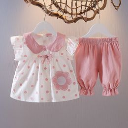 2024 new baby girls summer two-piece set pure cotton