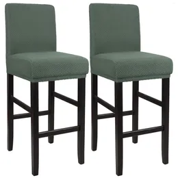 Chair Covers Bar Stool For Counter Short Back Dark Cyan 2PCS