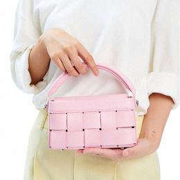 brand Design Braid Women Handbag Fi Sier Chain Square Women Shoulder Bags 2024 New Solid Colour Crossbody Women Lunch Bag P3Q4#